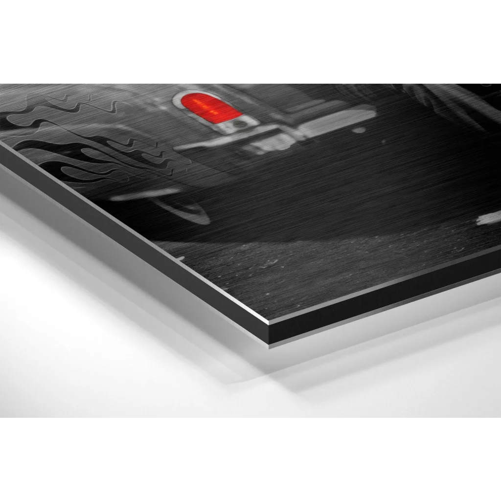 Stunning red car art on brushed aluminium dibond print