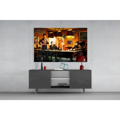 Sopranos pool hall scene vintage canvas wall art print