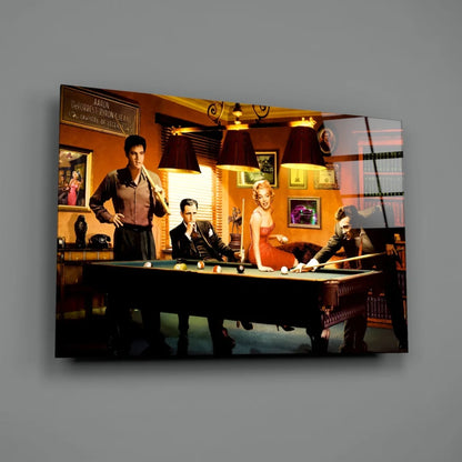 Sopranos Pool Hall Scene Vintage Canvas Wall Art Print | Glass Wall Art Print | vintageantiquesgifts.com