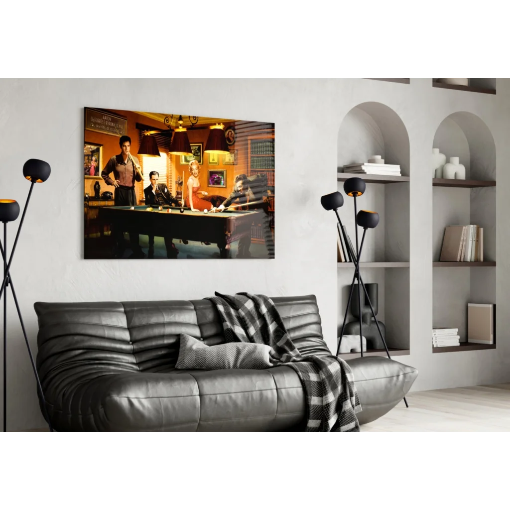 Sopranos Pool Hall Scene Vintage Canvas Wall Art Print | Contemporary Home Wall Art | vintageantiquesgifts.com