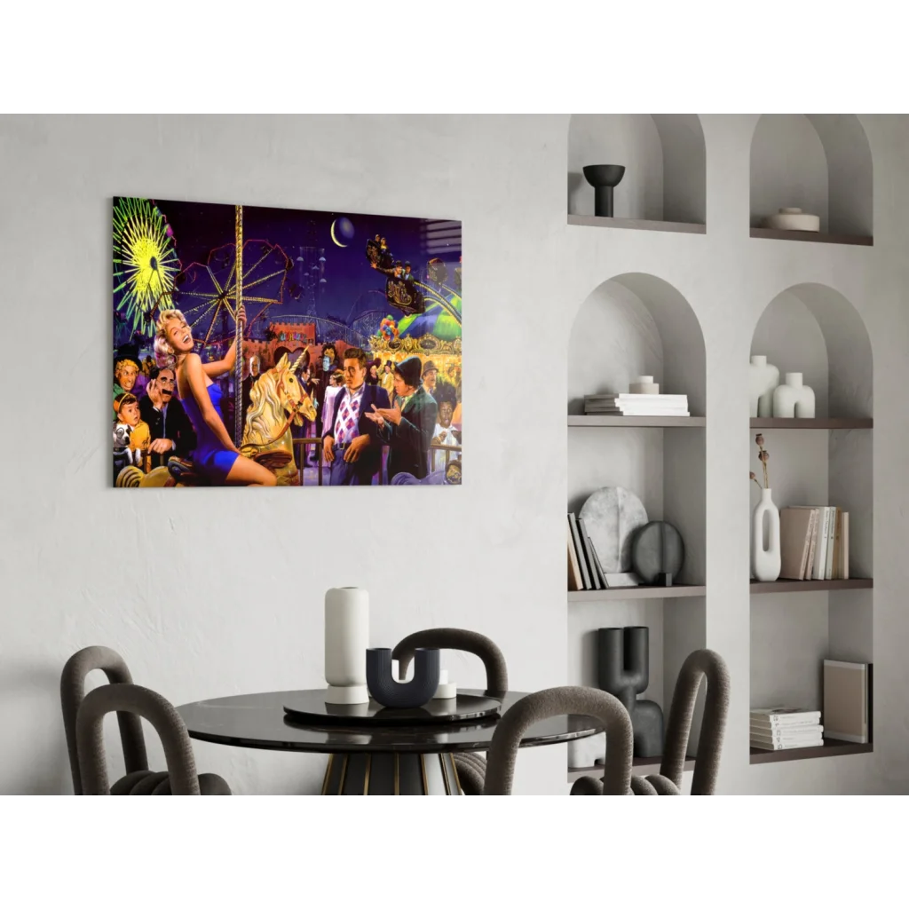 Vibrant Marilyn Monroe pop-art on carnival glass wall art canvas print
