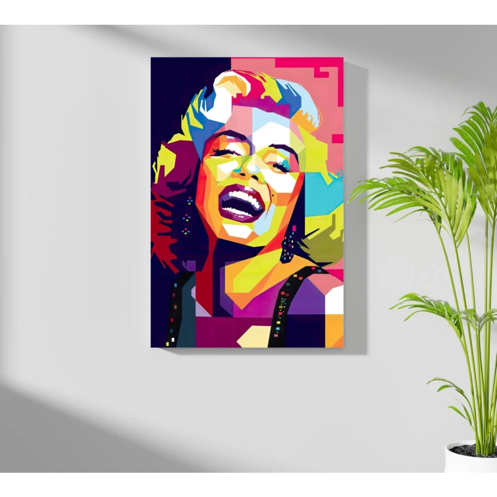 Vibrant pop-art Marilyn Monroe portrait on Insigne aluminum print