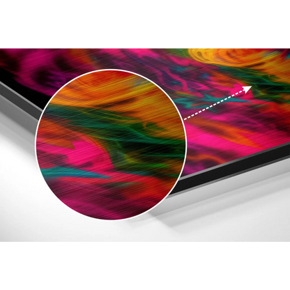 Vibrant abstract art on brushed aluminium dibond print