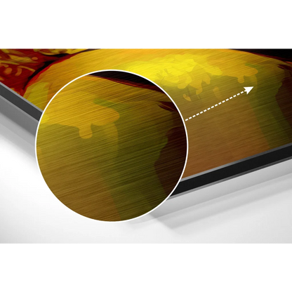 Vibrant abstract art on brushed aluminium dibond print