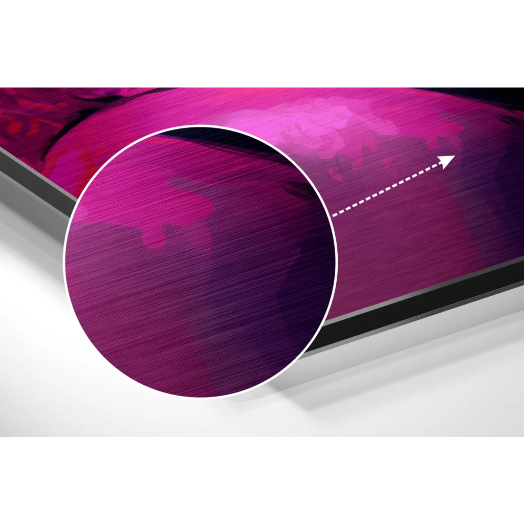glass wall art Vibrant purple brushed aluminium dibond pop art wall print