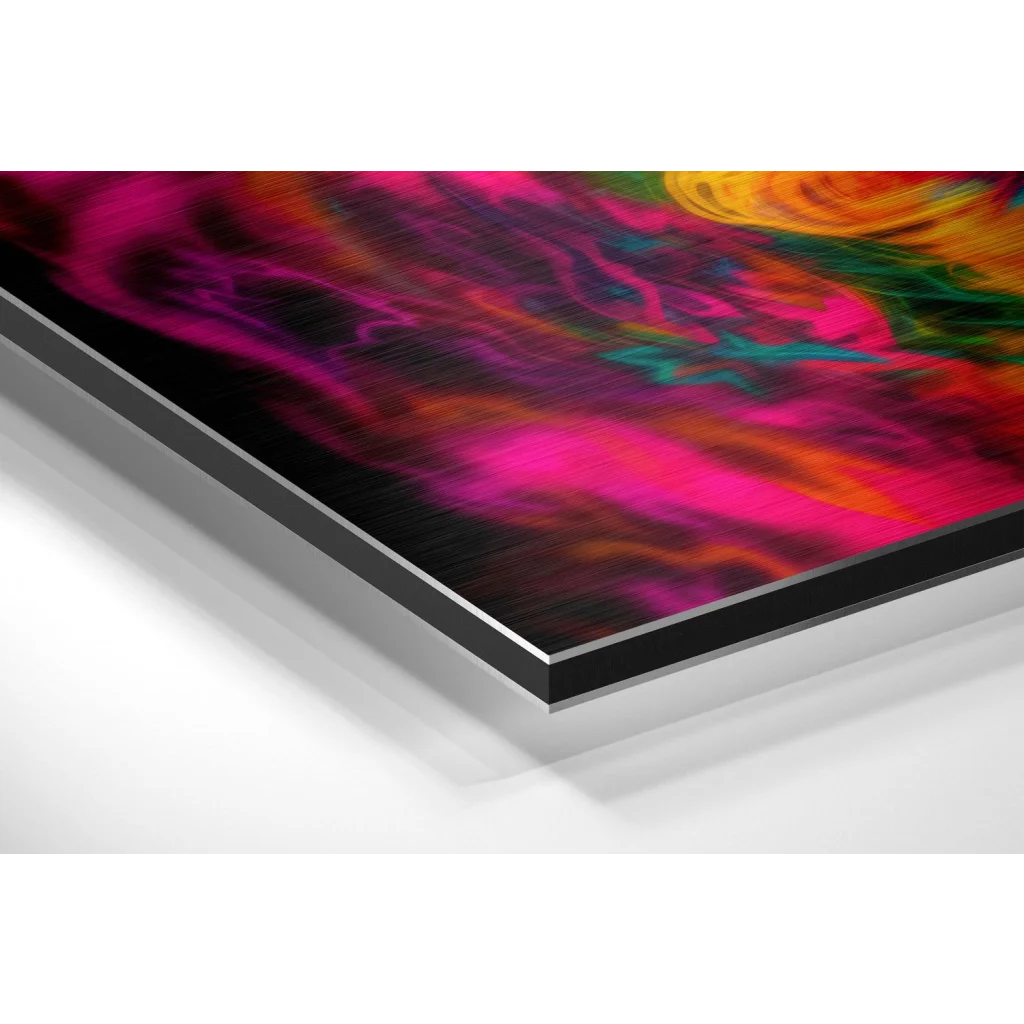Vibrant abstract acrylic on brushed aluminium dibond print
