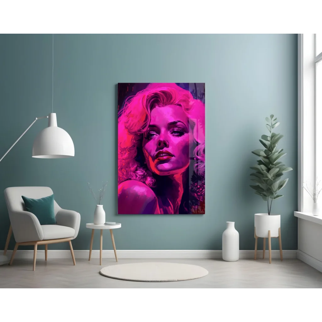 Stunning Pop Art Marilyn Monroe Glass Wall Art Portrait | Contemporary Home Wall Art | vintageantiquesgifts.com