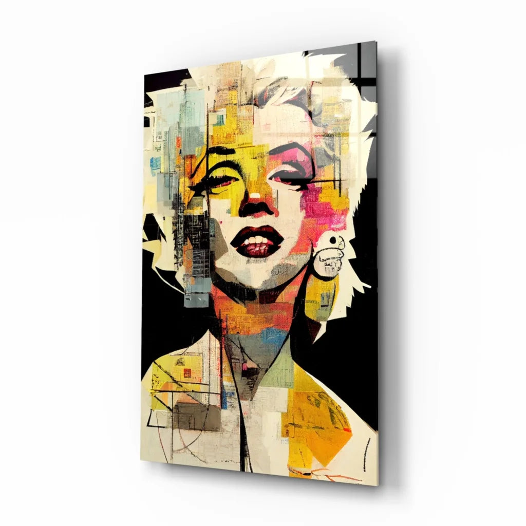 Vibrant Marilyn Monroe pop art canvas wall art in bold yellow pink orange hues