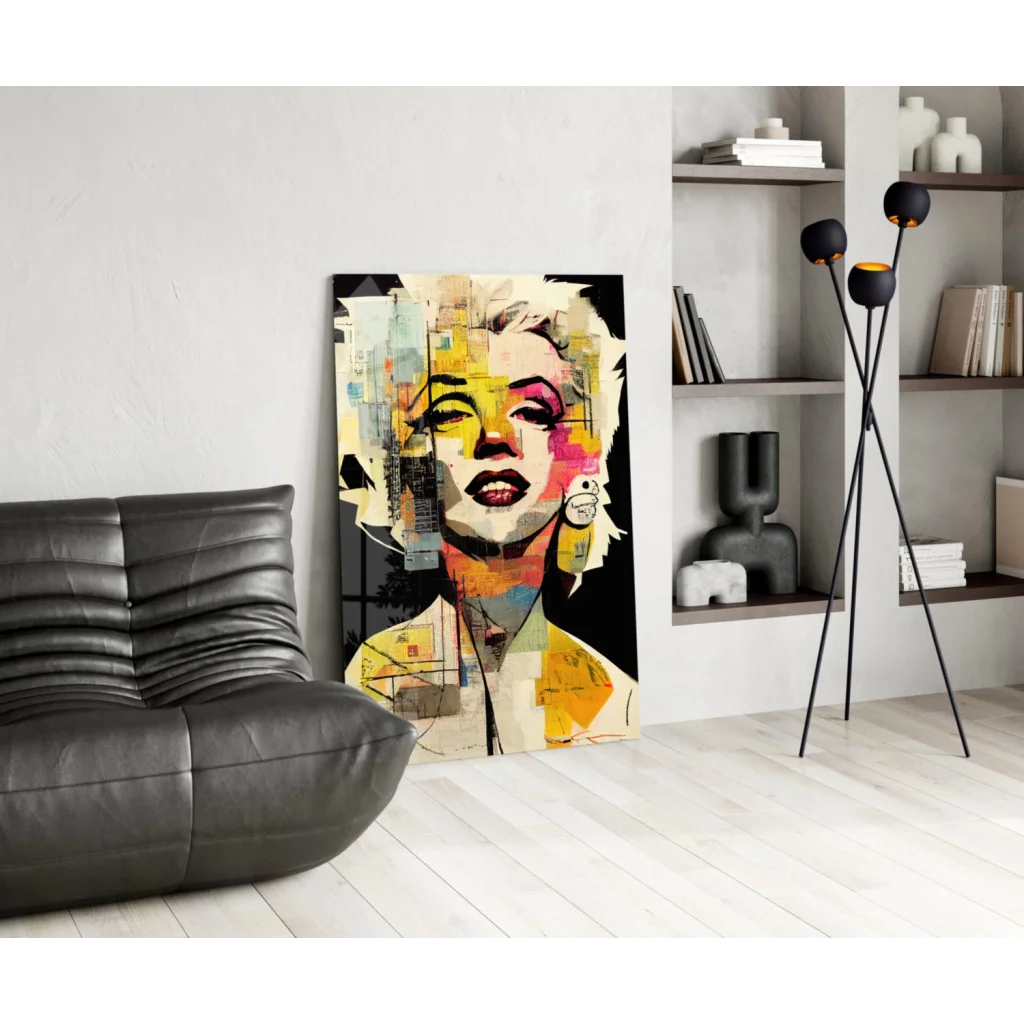 Vibrant Marilyn Monroe pop art canvas wall art in bold yellow pink