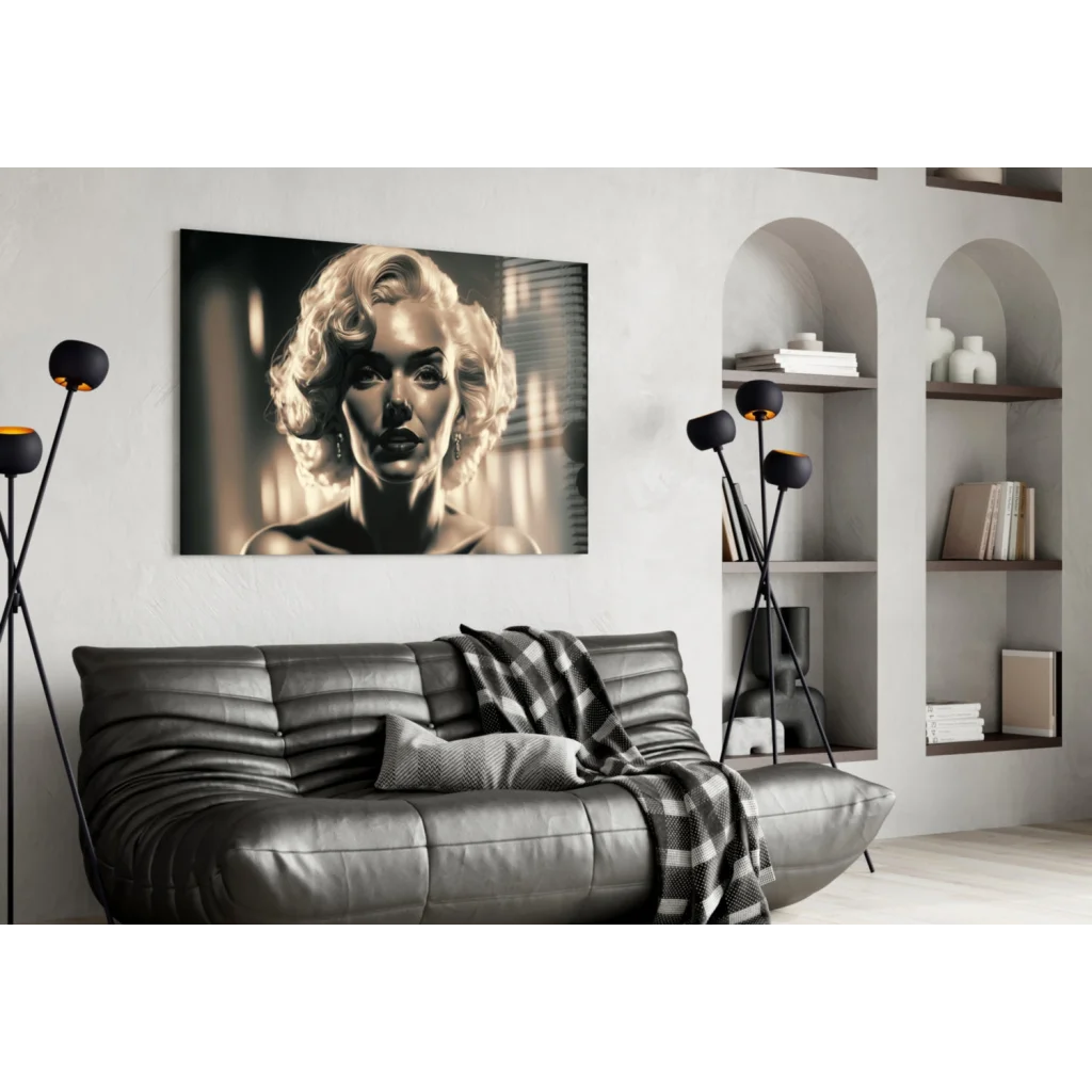 Glamorous Marilyn Monroe Sepia Canvas Wall Art Print | Contemporary Home Wall Art | vintageantiquesgifts.com