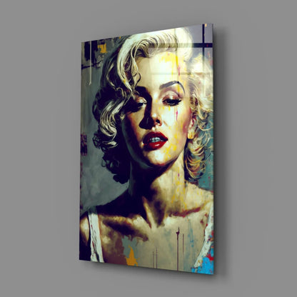 Marilyn Monroe graffiti style glass wall art portrait