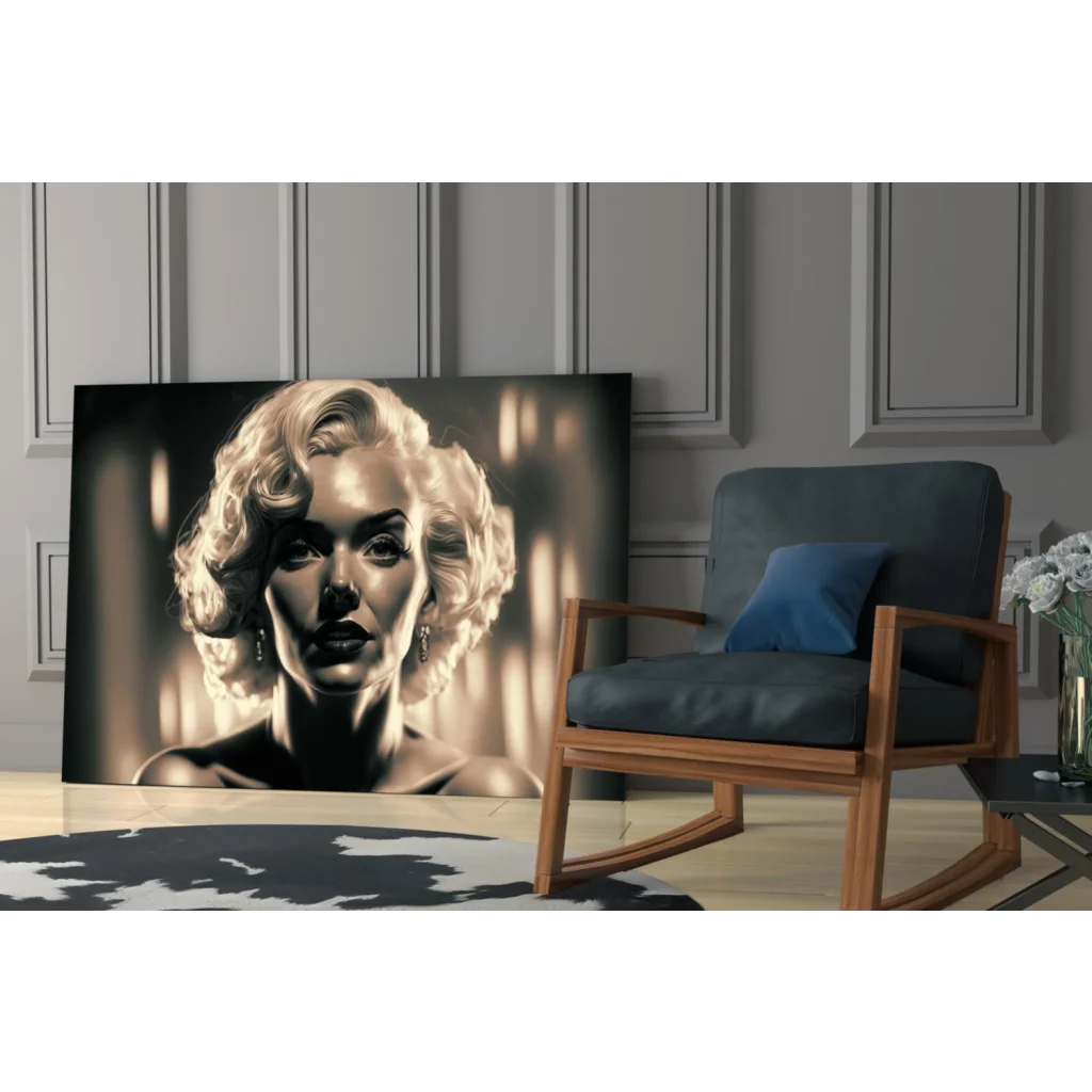 Glamorous Marilyn Monroe sepia canvas wall art portrait