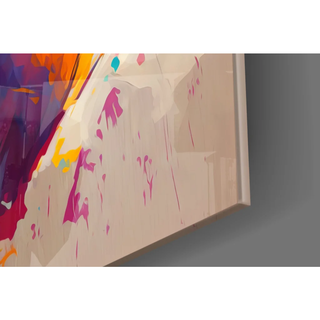 Vibrant Marilyn Monroe pop art canvas wall art with bold magenta, orange, teal splashes