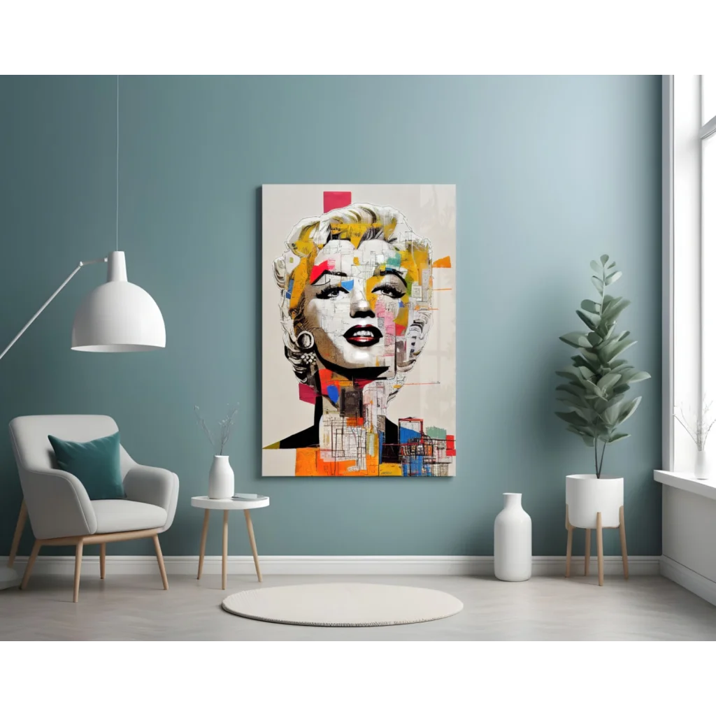 Marilyn Monroe Pop Art Canvas Wall Art With Bold Geometric Colors | Contemporary Home Wall Art | vintageantiquesgifts.com