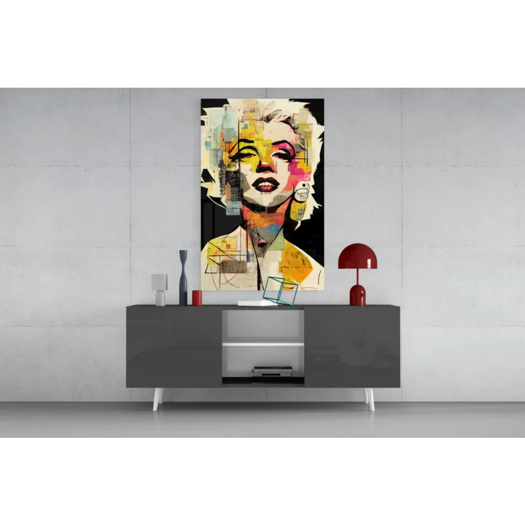 Vibrant pop-art Marilyn Monroe canvas wall art in bold yellow pink orange