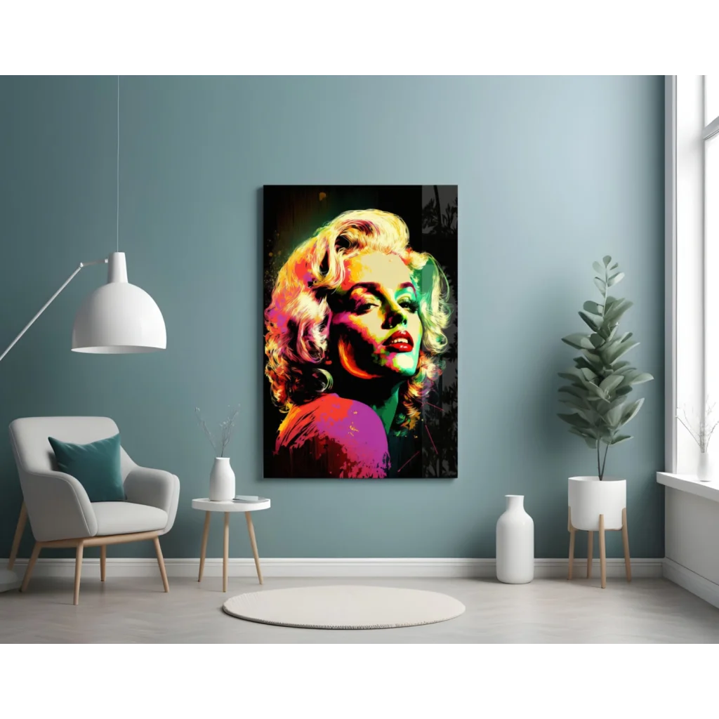 Neon Marilyn Monroe pop art glass wall masterpiece