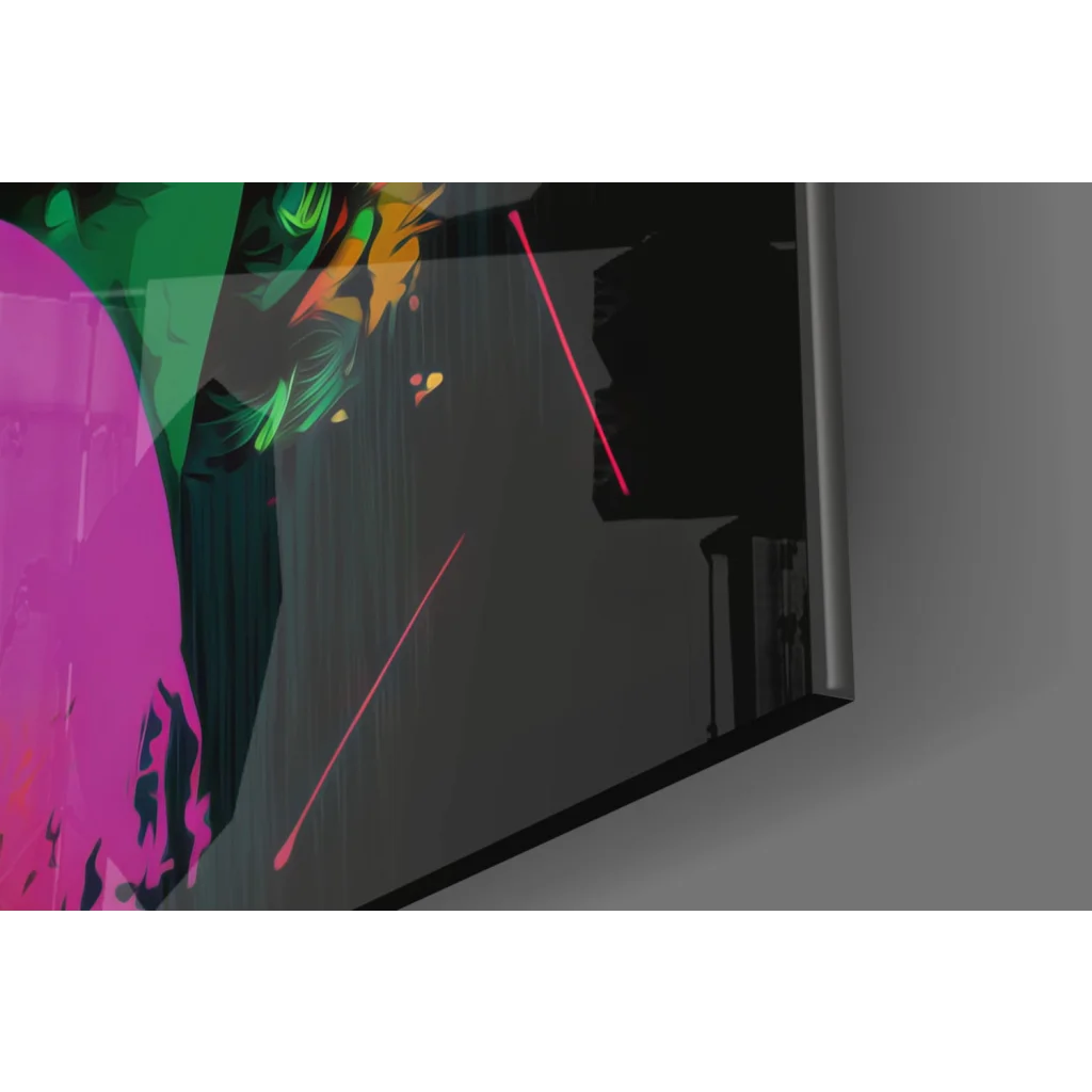 Neon Marilyn Monroe pop art glass wall masterpiece with pink green splashes