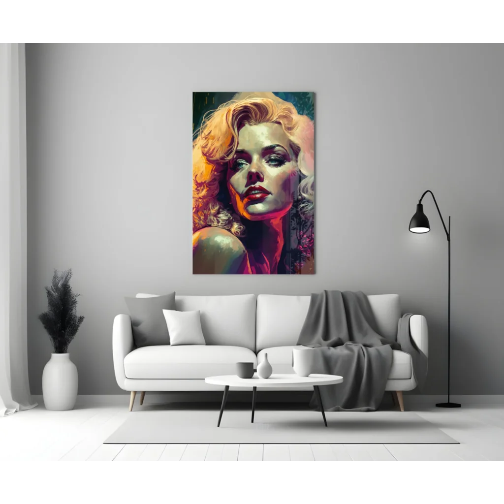 Glamorous Blonde Pop Art Canvas Wall Art with Bold Red Lips | Modern Wall Art Decor | vintageantiquesgifts.com