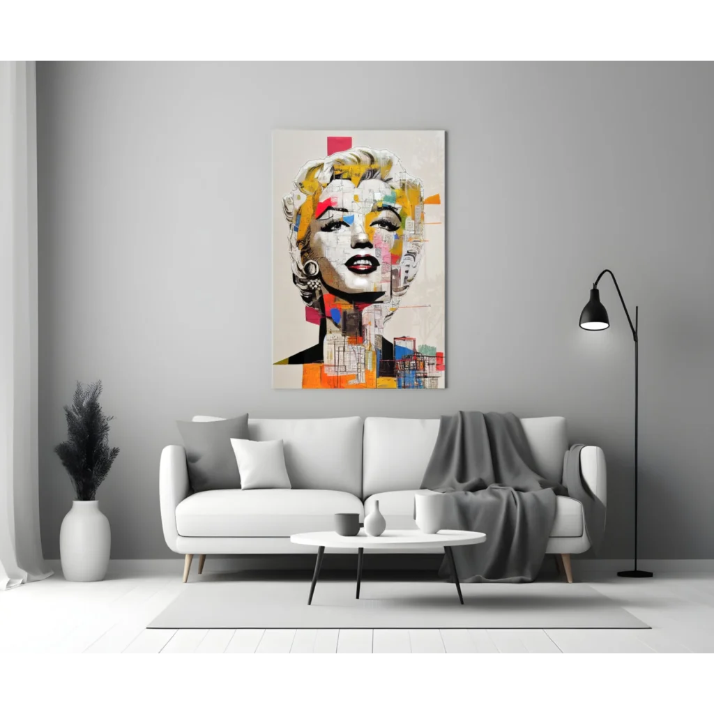 Marilyn Monroe Pop Art Canvas Wall Art With Bold Geometric Colors | Modern Wall Art Decor | vintageantiquesgifts.com