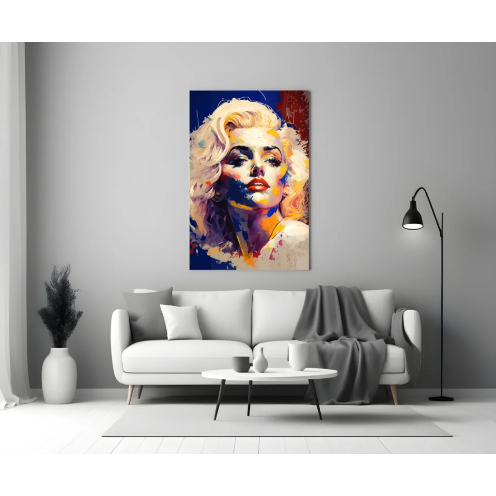 Vibrant pop art portrait of Marilyn Monroe as bold wall art canvas