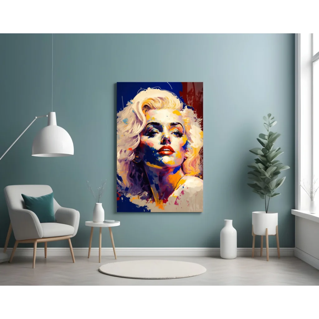 Vibrant pop-art Marilyn Monroe canvas wall art with bold colors
