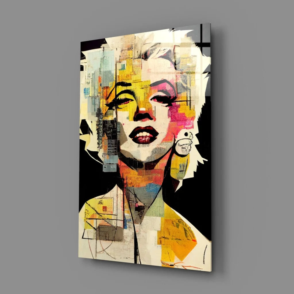 Vibrant Marilyn Monroe pop art canvas wall art in bold yellow pink orange hues