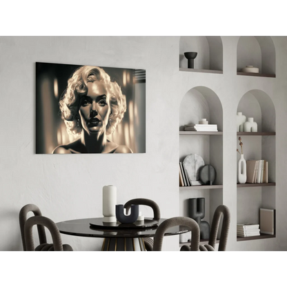 Glamorous Marilyn Monroe sepia canvas wall art print with blonde curls