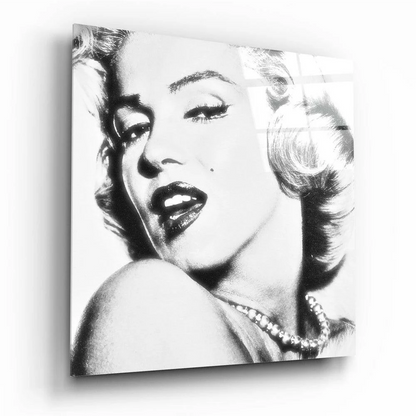 Marilyn Monroe Glass Wall Art with Iconic Pearl Portrait | Insigneart USA | vintageantiquesgifts.com