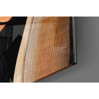 Curved amber glass wall art panel in Marilyn Monroe vintage car print