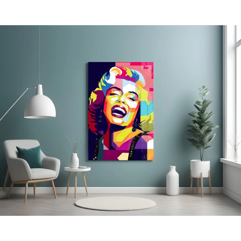 Marilyn Monroe Pop Art Glass Wall Art in Bold Neon Colors | Contemporary Home Wall Art | vintageantiquesgifts.com