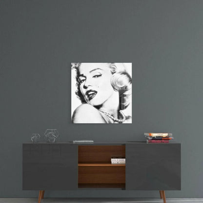 Marilyn Monroe Glass Wall Art with Iconic Pearl Portrait | Contemporary Home Wall Art | vintageantiquesgifts.com