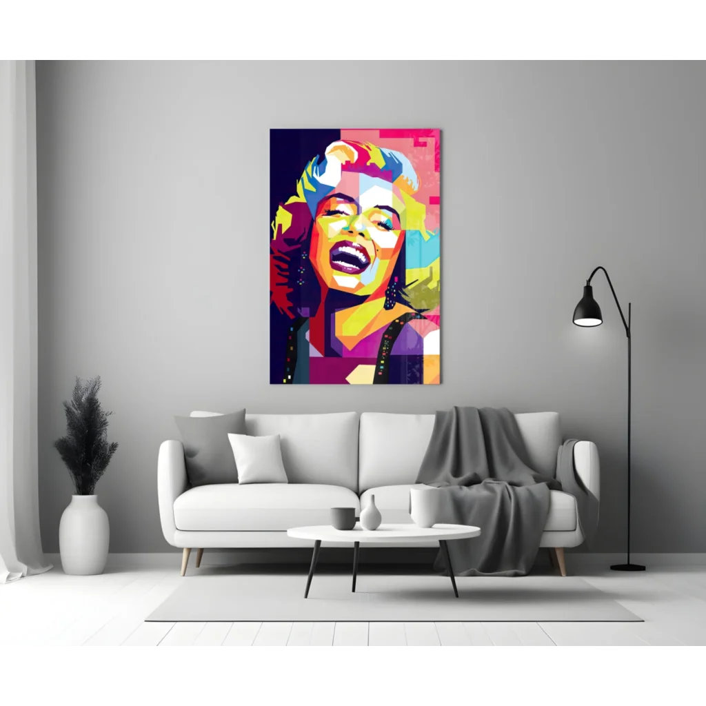 Marilyn Monroe Pop Art Glass Wall Art in Bold Neon Colors | Modern Wall Art Decor | vintageantiquesgifts.com