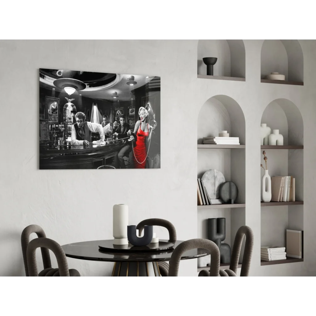 Black and white Marilyn Monroe red dress wall art canvas print