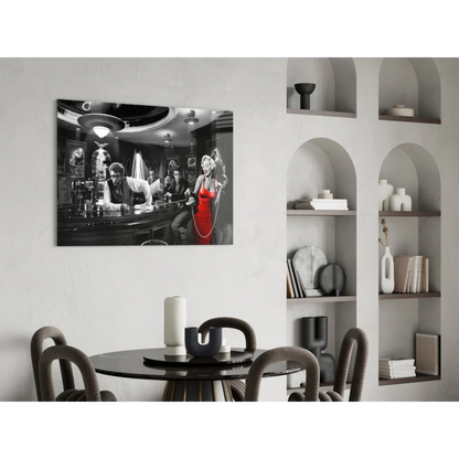 Black and white Marilyn Monroe red dress wall art canvas print