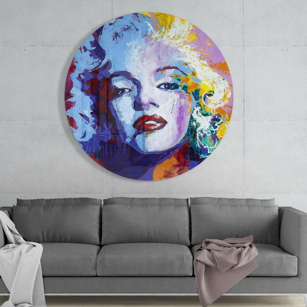 Vibrant Marilyn Monroe Tempered Glass Art in Bold Pop Colors | Glass Wall Art Print | vintageantiquesgifts.com