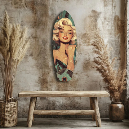 Marilyn Monroe Surfboard Tempered Glass Art for Your Wall | Modern Wall Art Decor | vintageantiquesgifts.com