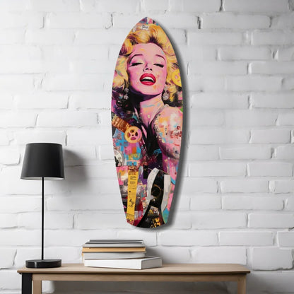 Vibrant Marilyn Monroe tempered glass art surfboard pop decor