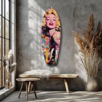 Vibrant Marilyn Monroe tempered glass art surfboard pop decor
