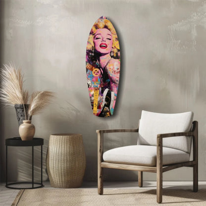 Vibrant Marilyn Monroe tempered glass art surfboard pop decor