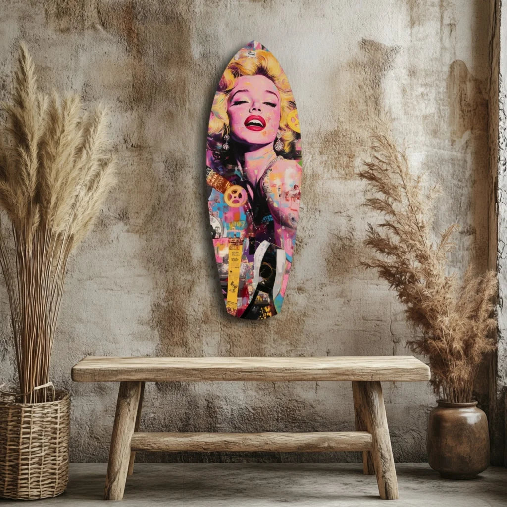 Marilyn Monroe tempered glass art surfboard pop decor