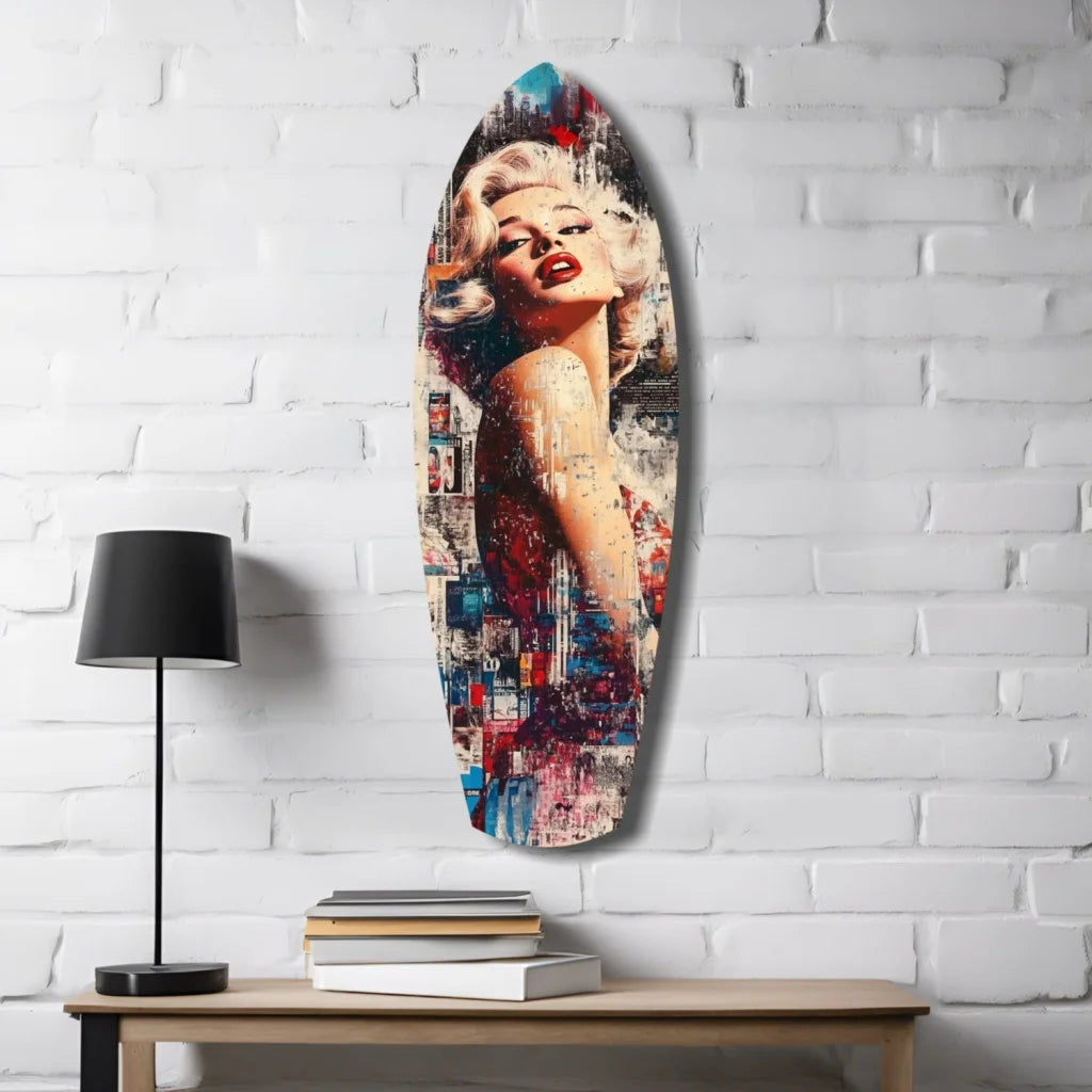 Marilyn Monroe tempered glass art surfboard pop decor