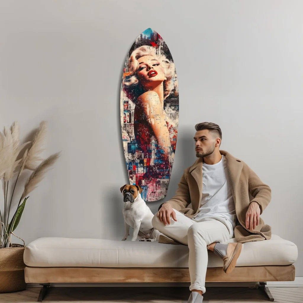 Marilyn Monroe tempered glass art surfboard wall decor