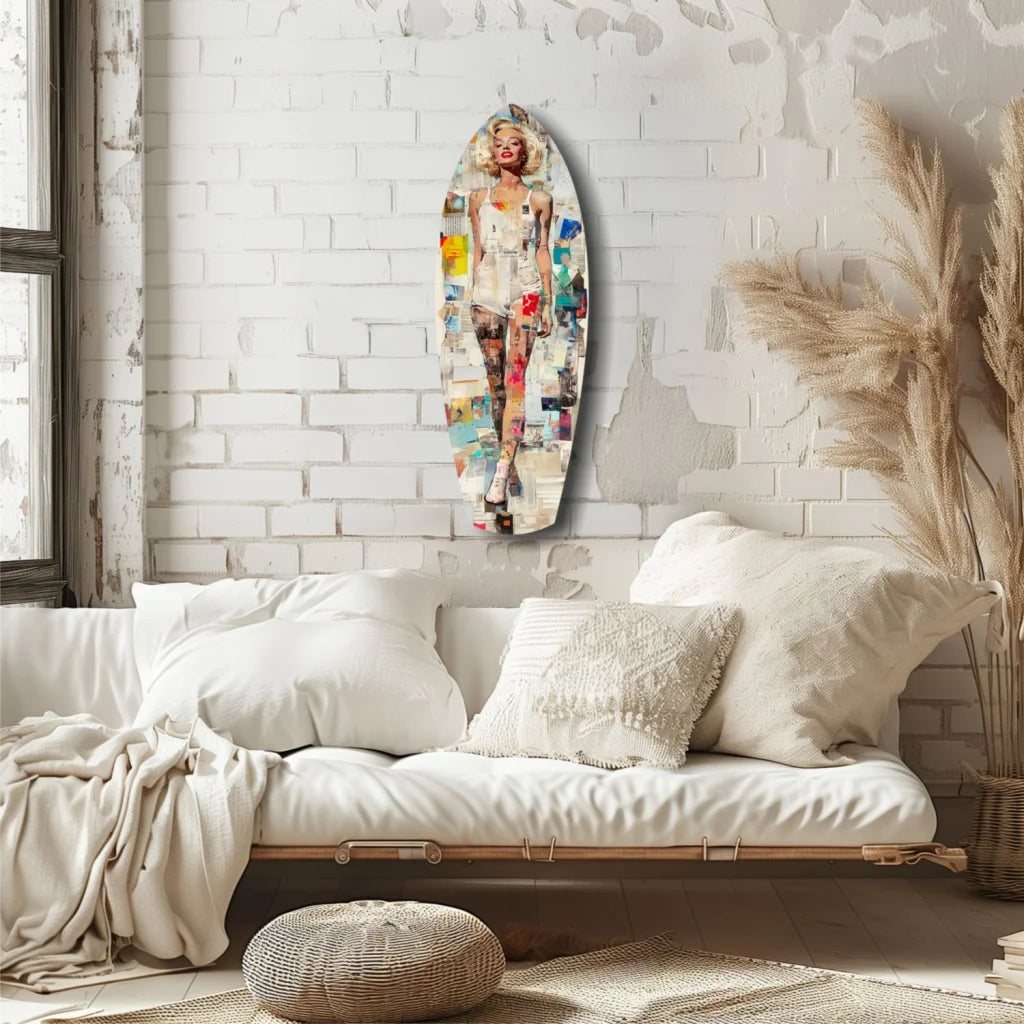 Marilyn Monroe tempered glass art surfboard pop culture piece