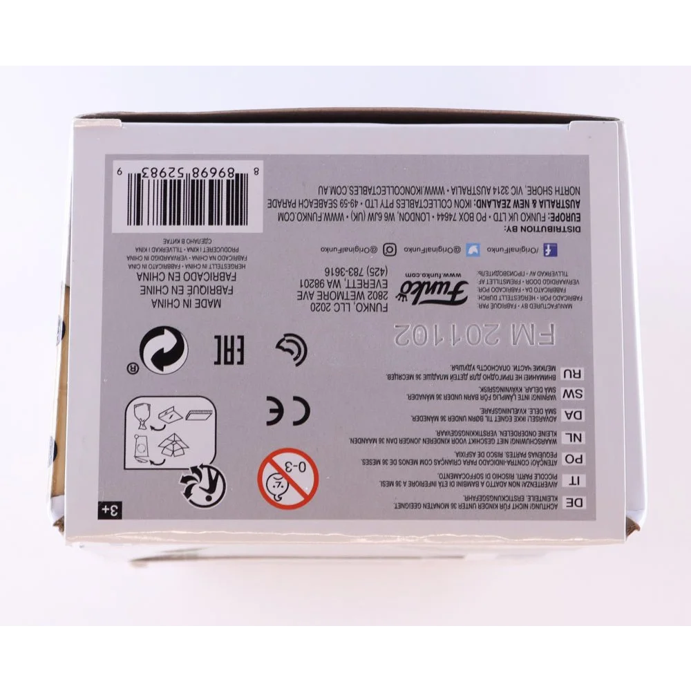 Bottom of a Funko Pop! box showing Mario Andretti signed racing legend collectible