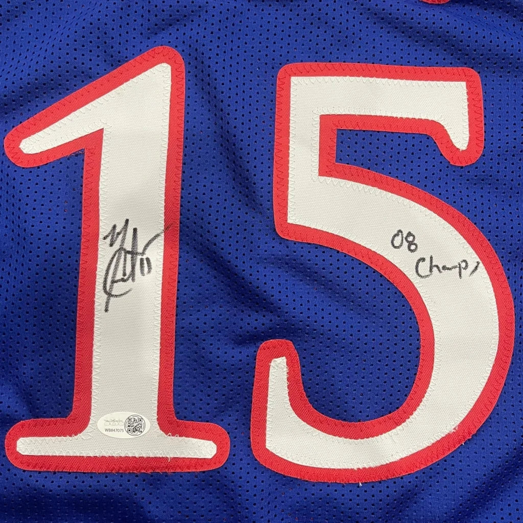 Mario Chalmers autographed custom stitched Kansas Jayhawks blue jersey #15