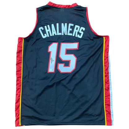 Mario Chalmers autographed black Miami jersey with Chalmers #15