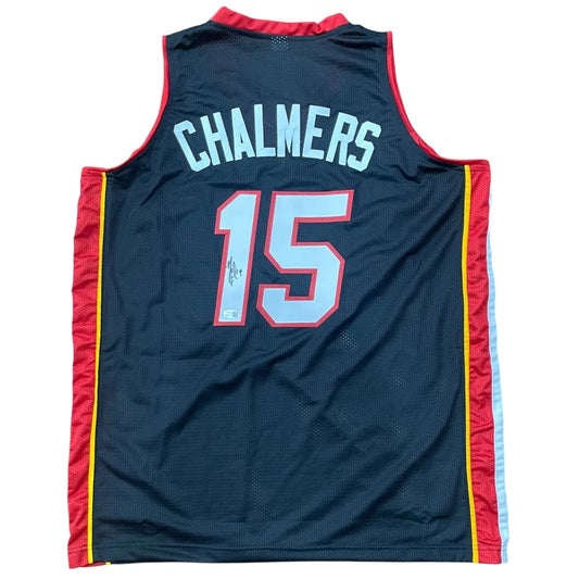 Mario Chalmers autographed black Miami jersey with Chalmers #15
