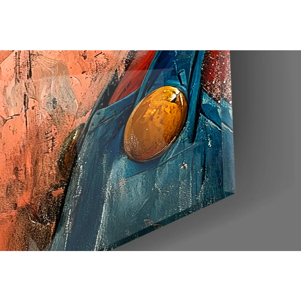 Mario Princess Peach blue orange abstract canvas wall art with glossy oval