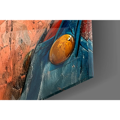 Mario Princess Peach blue orange abstract canvas wall art with glossy oval