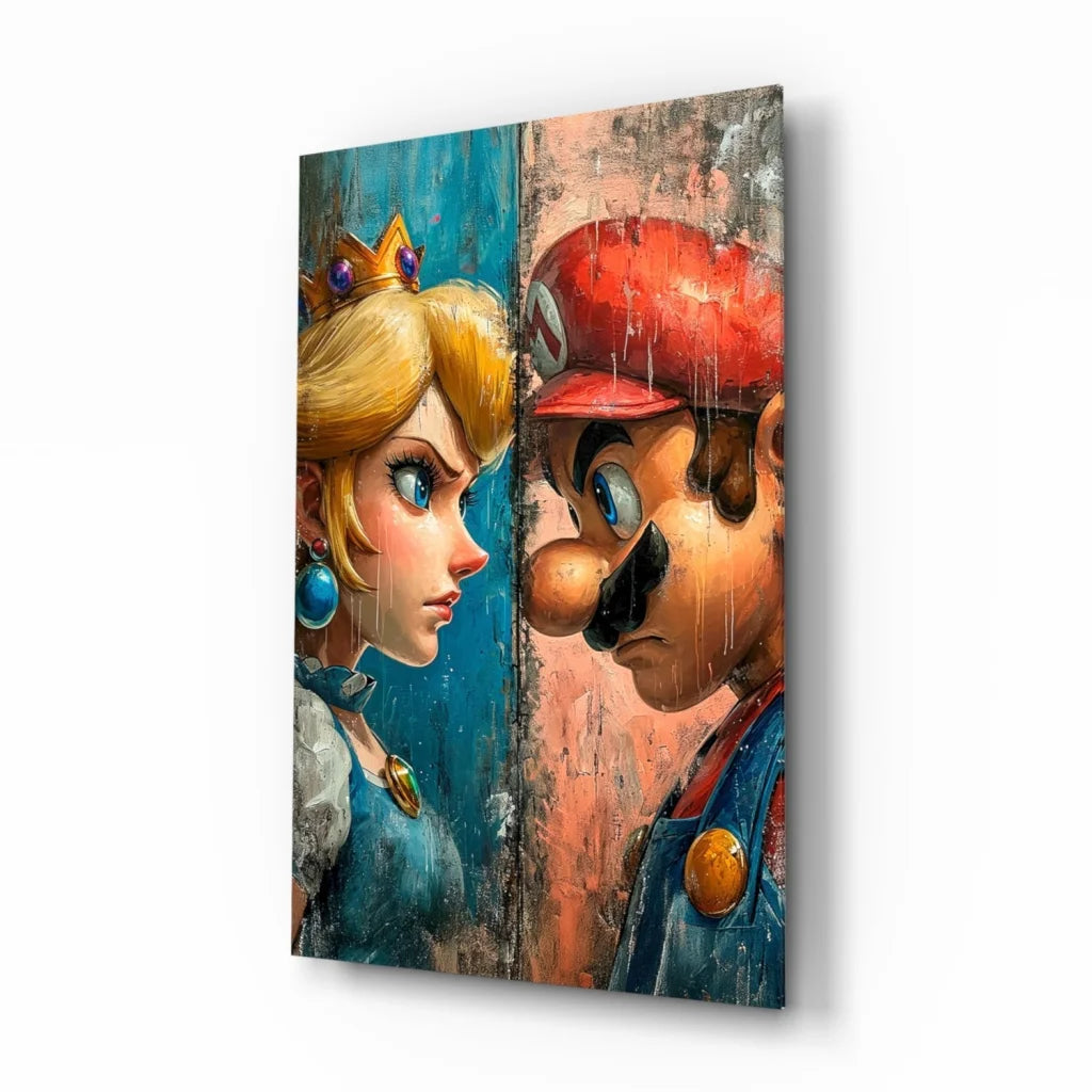 Mario and Princess Peach canvas wall art print